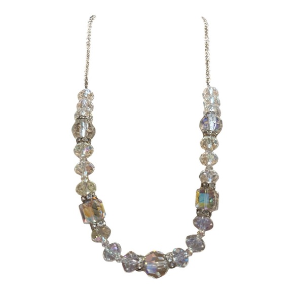 Crystal clear 3 piece jewelry set, necklace, earrings, double bracelet. LS - Picture 3 of 8